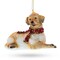 Golden Retriever with Jeweled Collar Glass Christmas Ornament